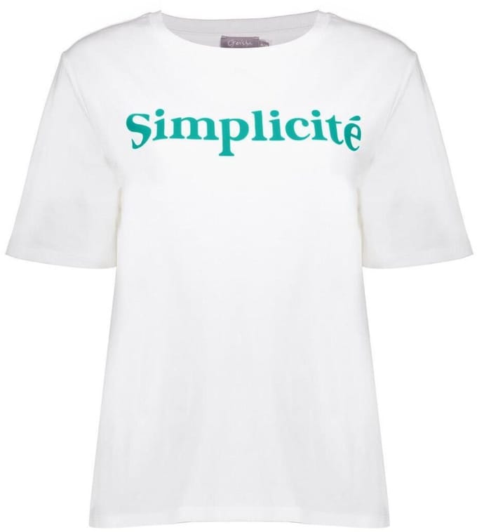 Geisha T-shirt Simplicity Off-white/emerald Taglia: S | Maglie Sportivi Outlet | Donna | Bianco