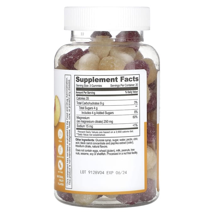 Lifeable, gommes de citrate de magnésium, fruits naturels, 250 mg, 90 gommes (83,33 mg par bonbon gélifié)
