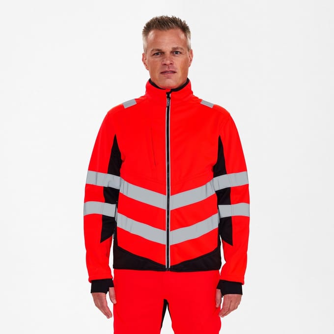 Engel Safety softshell jack 1158-237 - Hi-vis Red / Black - S