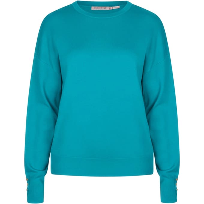 EsQualo Sweater Basic Button Slve Cuff Peacock Blue Taglia: XS | Maglioni a maglia Outlet | Donna | Blu