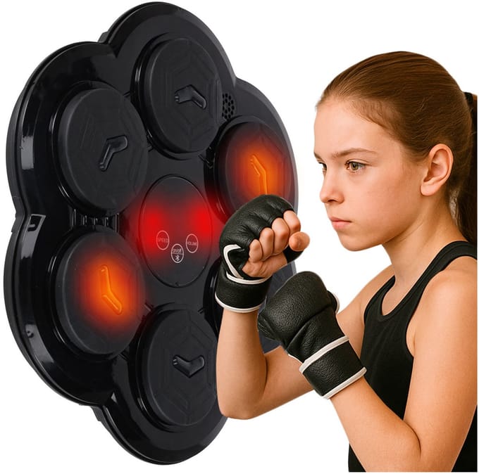 Boxing Wall Shield 38×40cm – LED, Bluetooth, Scorefunctie + Handschoenen (Kids 8+)