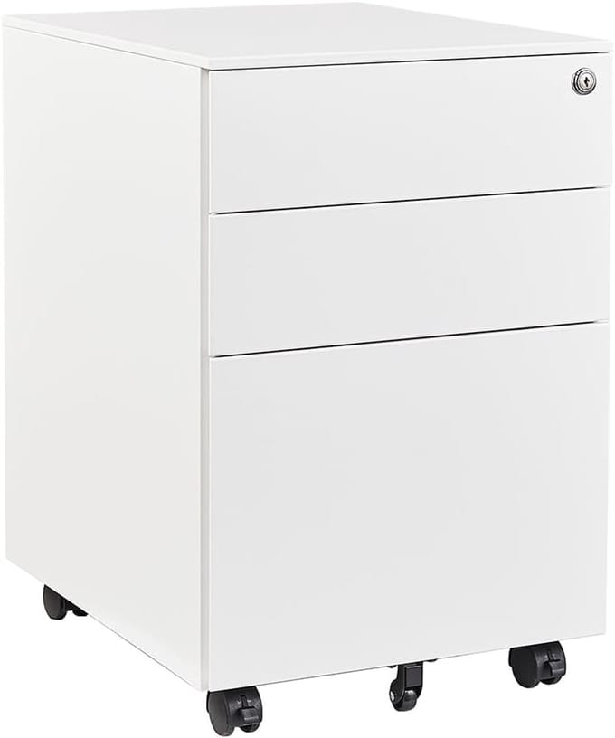 Rolcontainer met laden - Kantoorkast Bijzetkast - Documenten Opbergen - Verrijdbaar en Afsluitbaar - 50 x 39 x 60 cm