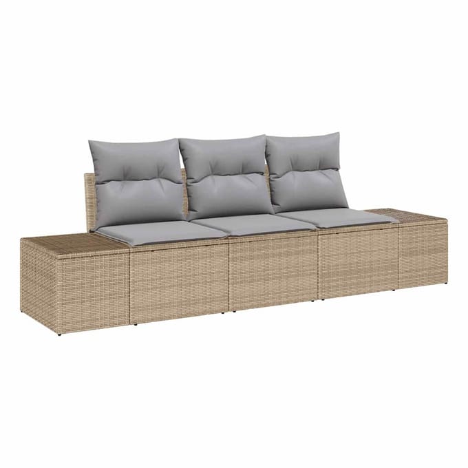 vidaXL Bankstel 3 st Beige poly rattan