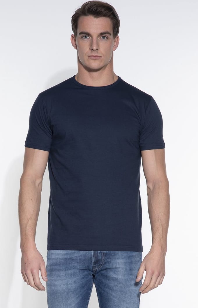 Slater 7510 - BASIC FIT 2-pack T-shirt ronde hals korte mouw navy XL 100% katoen