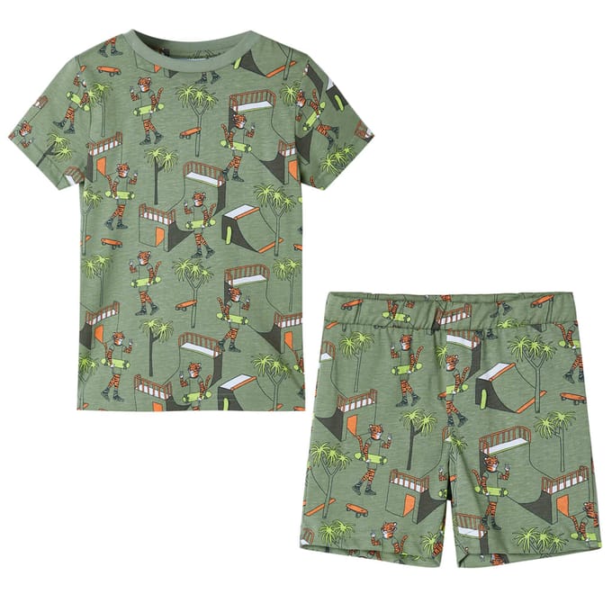 vidaXL Kinderpyjama met korte mouwen 116 lichtkakikleurig