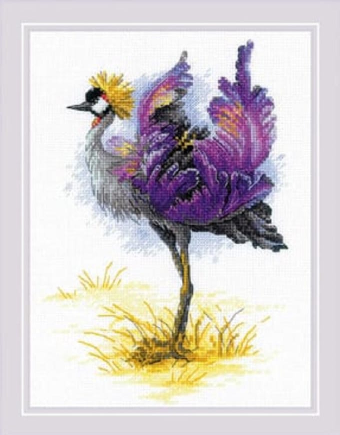Borduurpakket - Crowned Crane - Kleurige Vogel
