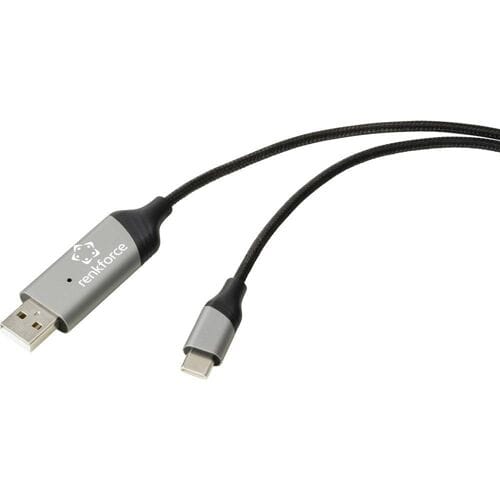Renkforce RF-7116126 Data Link-kabel USB 2.0 USB-C stekker, USB-A stekker 2.00 m Zwart