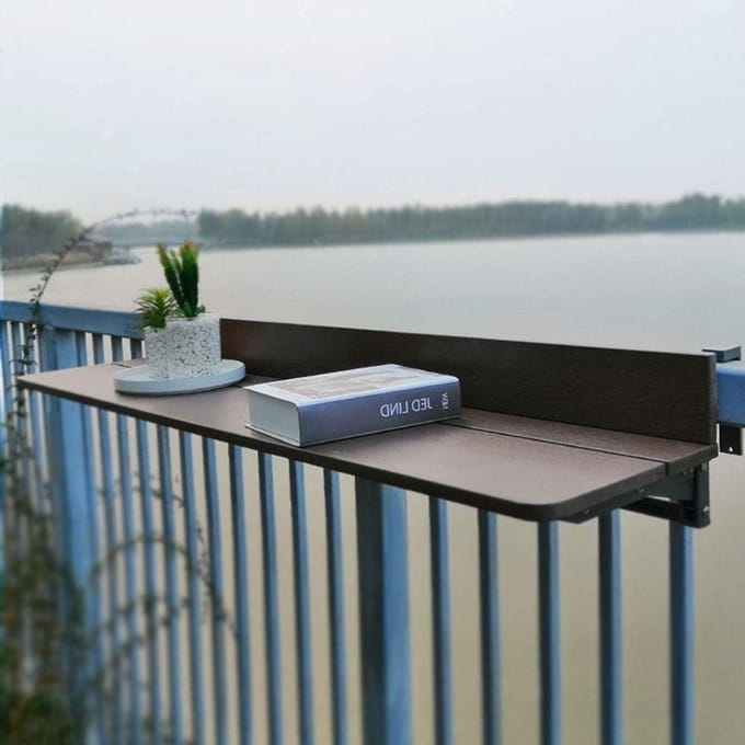 Balkon Tafel - Opklapbaar Bureau - Buitenruimte Creëren - Verstelbare Breedte - 100x27CM - Bruin