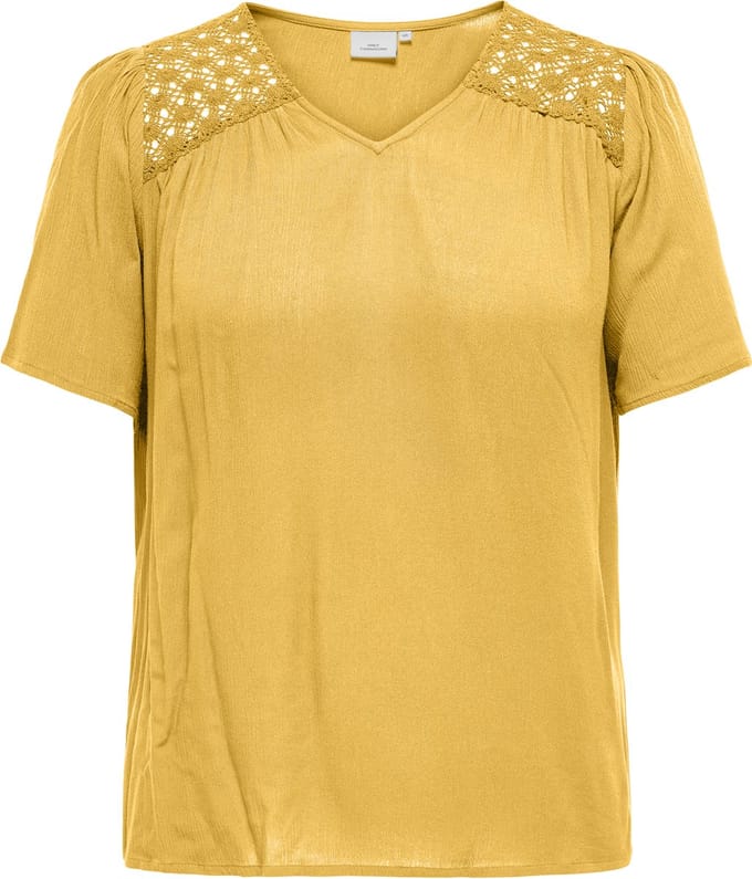 ONLY CARMAKOMA - CARSELASI S/S V-NECK TOP WVN - Dames - Blouses