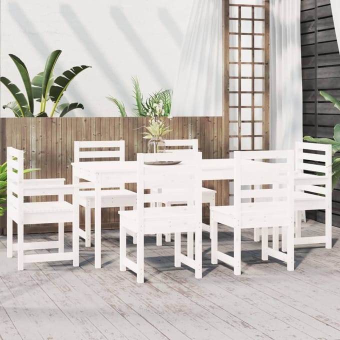 vidaXL - 7-delige - Tuinset - massief - grenenhout - wit