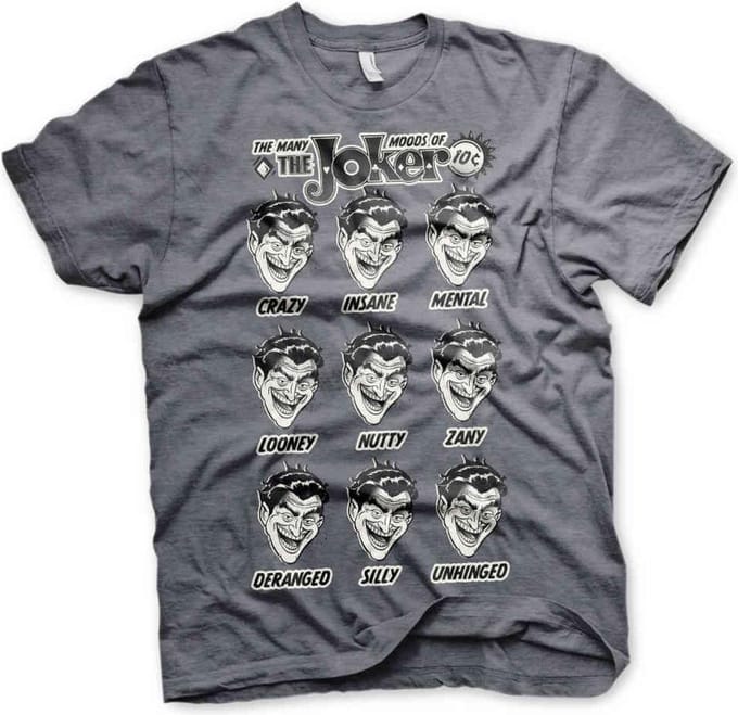 DC Comics Batman Heren Tshirt -M- The Many Moods Of The Joker Grijs