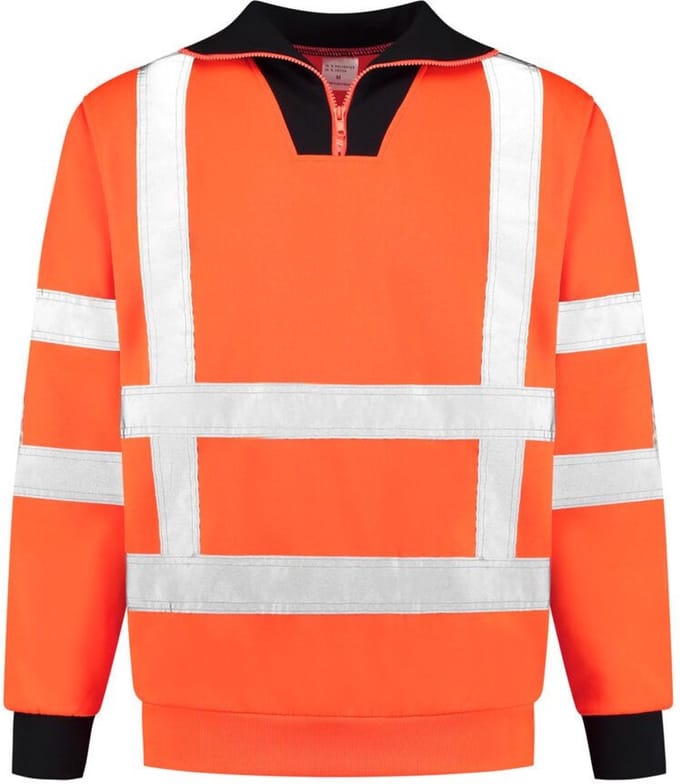 EM Traffic Zip sweater met col RWS - Fluor oranje - maat M
