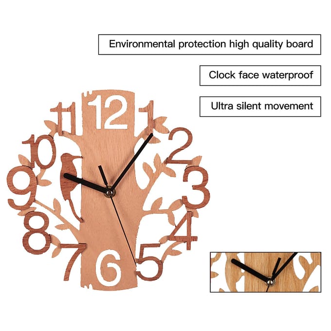Horloge murale en bois de 22 cm de diamètre, blanche, double couche, ultra silencieuse beige