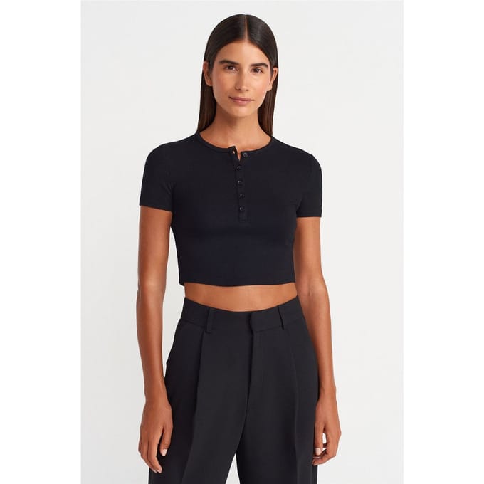 Slim Fit Crop Blouse met Knopen