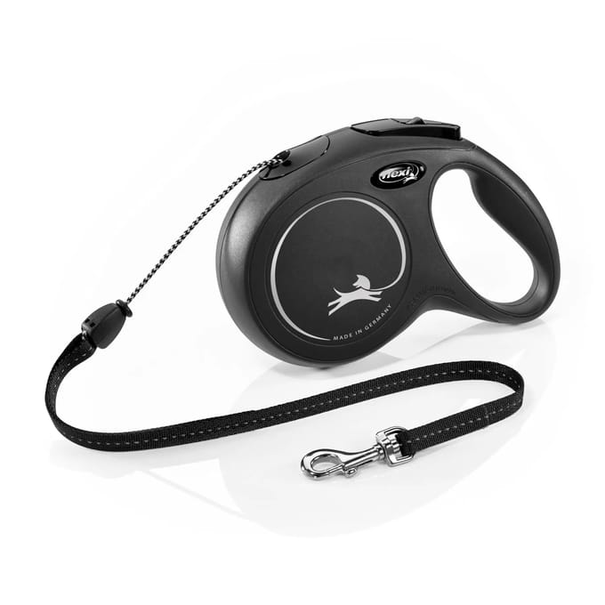 Flexi New Classic Koord - Rollijn Hondenriem - Zwart - M - 8 m - Middelgrote Honden