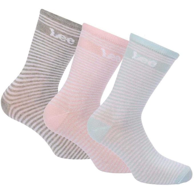 Lee Katoenmix enkelsokken voor dames (set van 3) (Roze)