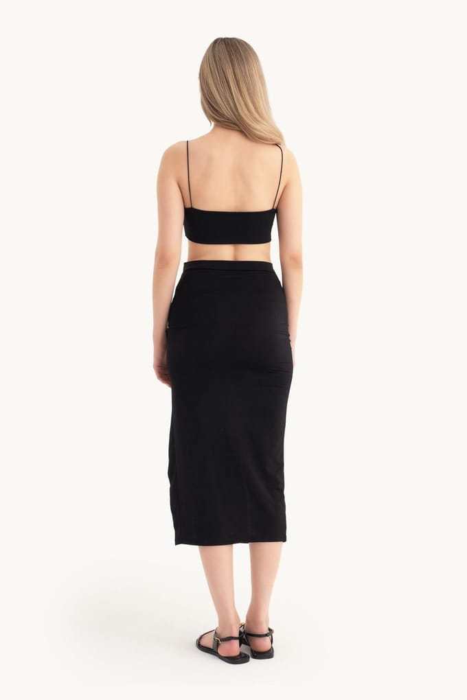 Spaghetti Band Cami Top en Maxi Rok met Zijsplit Set