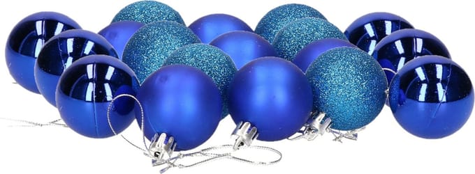 Gerimport Kerstballen - 18x stuks - blauw - D4 cm - kunststof - mat/glans/glitter - kerstversiering