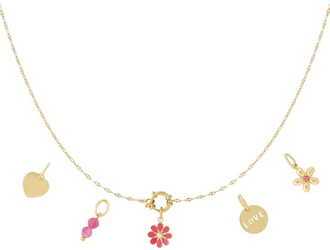 Rode bloemen DIY ketting