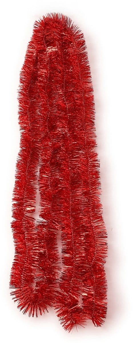 Inge Christmas Goods Kerstslinger-guirlande - rood - glanzende lametta - 270 cm