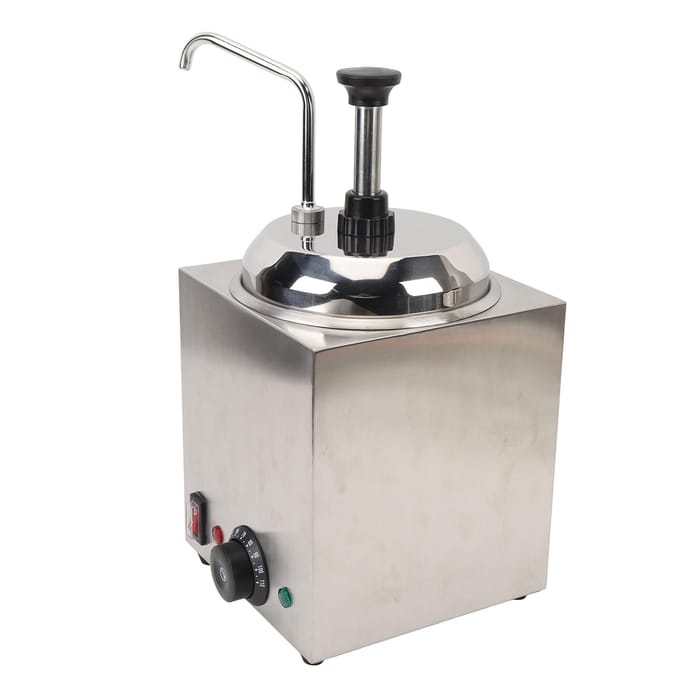 Elektrische Kaasdispenser Machine met Pomp Instelbare Temperatuur RVS Hot Fudge Warmer UK Plug white