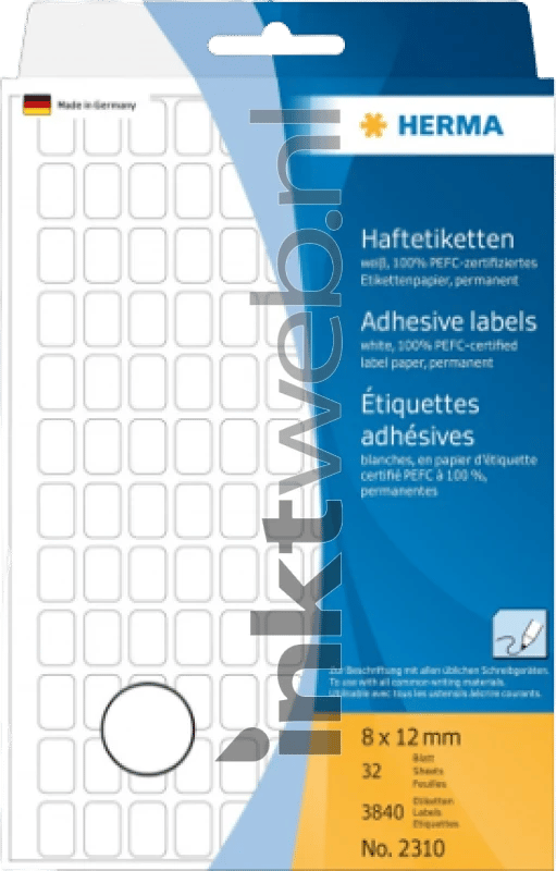 Universele etiketten Herma, 8 x 12 mm, zelfklevend, permanent, mat, 3840 stuks, wit