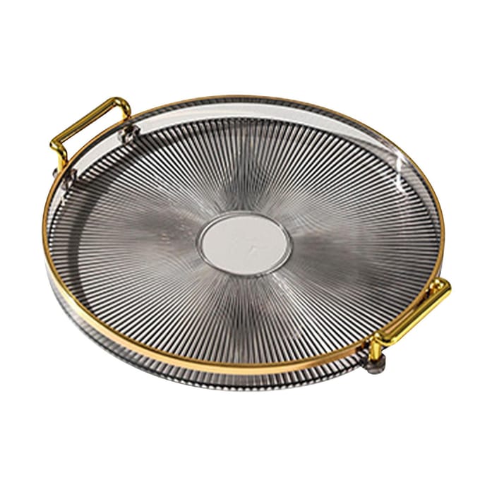 Ronde Dienblad met Handvatten Multifunctioneel Transparant Rond Serveerblad voor Brood Fruit Dessert Snack goud