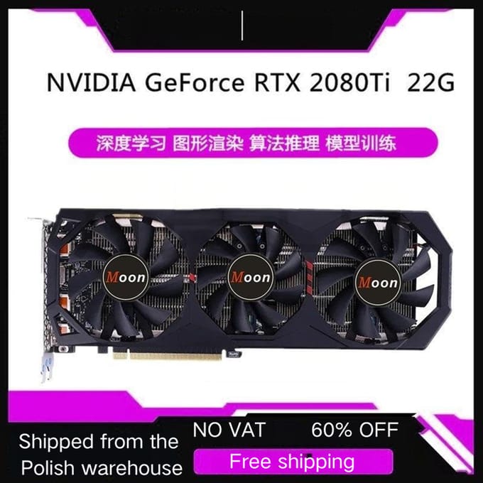 Originele RTX 2080 Ti 22G Grafische Kaart 300A Core AI Training Deep Learning GPU 22GB VRAM Videokaart voor LLM Stable Diffusion