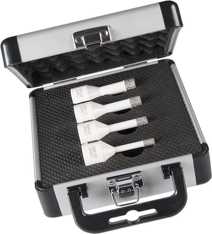 Carat EHS tegel -/ natuursteenboor set 6, 8, 10 & 12mm voor haakse slijper