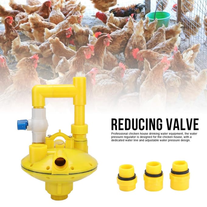 Waterdrukregelaar Regelende Reductieventiel voor Drinkbak Boerderijaccessoires Ronde Buis yellow
