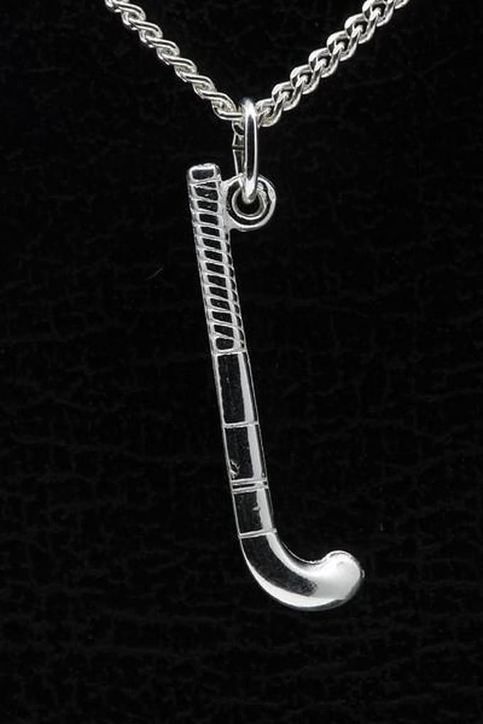 Zilveren Hockeystick ketting hanger - 2