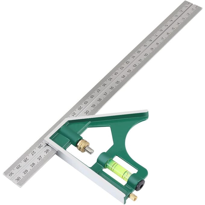 Multi functional 300mm Combination Square Angle Ruler 45 90 Degree With Bubble Level