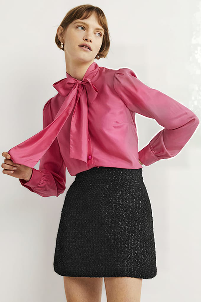Boden Tweed Metallic Mini Skirt Blk Maat: 16 | Mini Rokken Outlet | Dames | Zwart