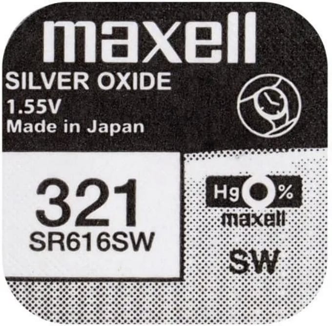 MAXELL 321 / SR616SW zilveroxide knoopcel horlogebatterij 2 (twee) stuks