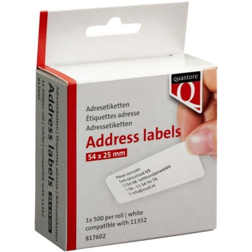 Dymo 11352 compatible labeletiketten wit - 54x25mm - 1 rol a 500 etikettem