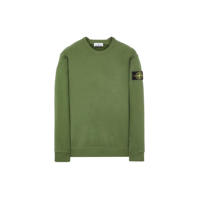 Stone Island Logo Patch Pullover Sweatshirt Heren sweatshirts Olijfgroen 771561720-V0058 L gray