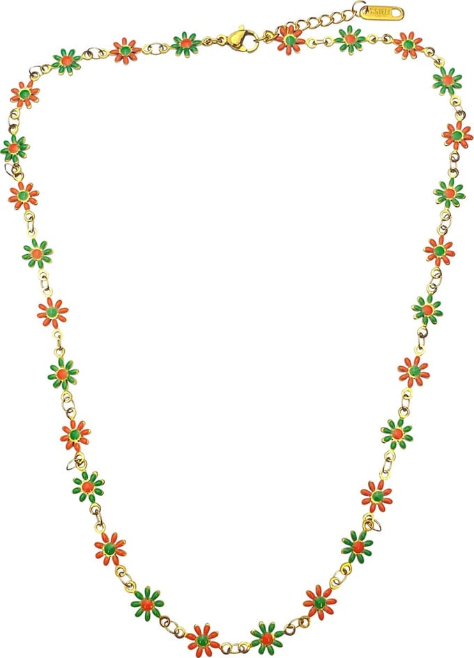 Fjesta© Kruikenstad ketting bloemetjes – Premium RVS – Goud