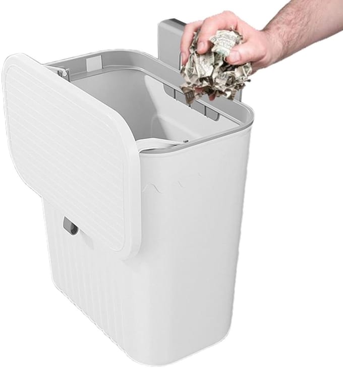 Compost Prullenbak - Keuken Vuilnisbak - Afval Scheiden - Hangend Ontwerp - 27 x 13 x 29 cm - Wit