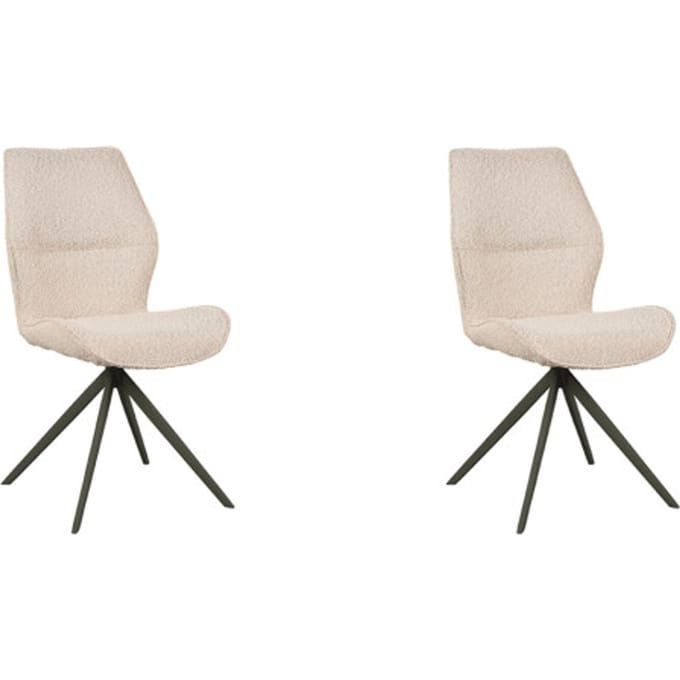 LABEL51 Comfy Eetkamerstoel - Naturel - Stof - Zwart Metaal - Stoel - Normale eetkamerstoel