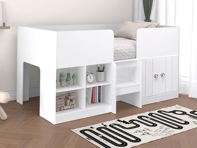 Vente-unique Halfhoogslaper hout wit 90 x 190 cm