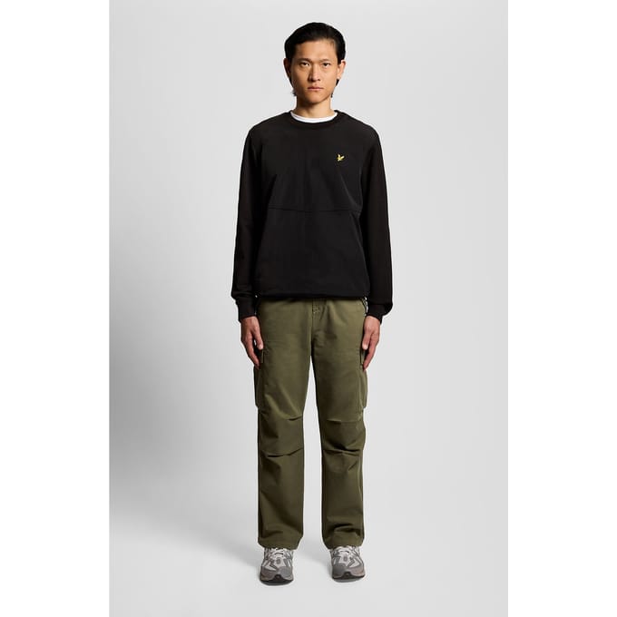 Lyle & Scott Half Raglan Hybrid Sweatshirt Jet Black Größe: S | Pullover Outlet | Herren | Schwarz