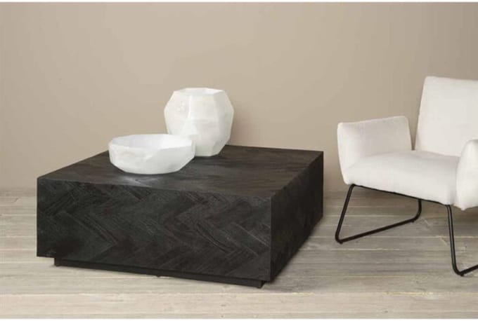 Tower Living Salontafel Ziano Visgraat 100x100 cm - zwart