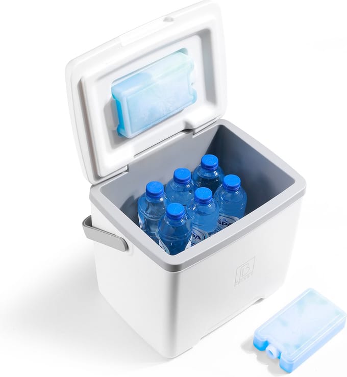 Brisby Koelbox 13L – 40 uur isolatie – 2 koelelementen – Dekselintegratie – Wit
