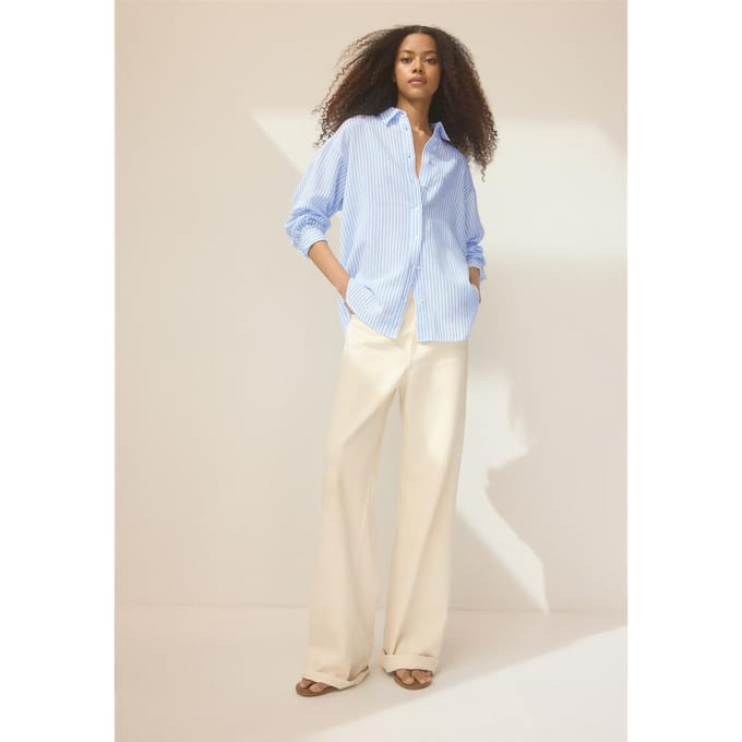 Stradivarius Overhemd met linnenlook  Hemelsblauw M