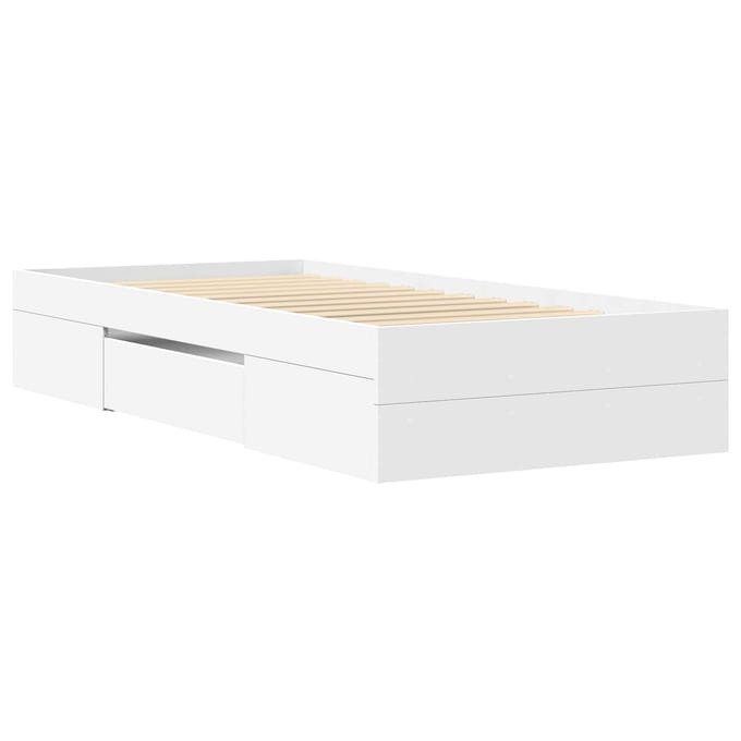 vidaXL - Bedombouw - met - opslag - met - lade - Wit - 80 - x - 200 - cm - Bewerkt - hout