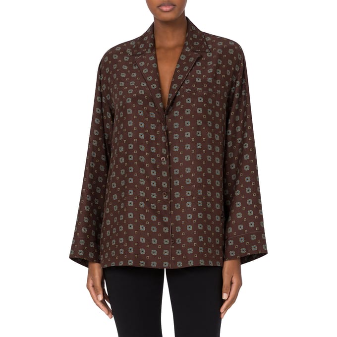 Moschino Tie Print Satin Shirt Brown Taglia: 46 | Magliette intime Outlet | Donna | Marrone