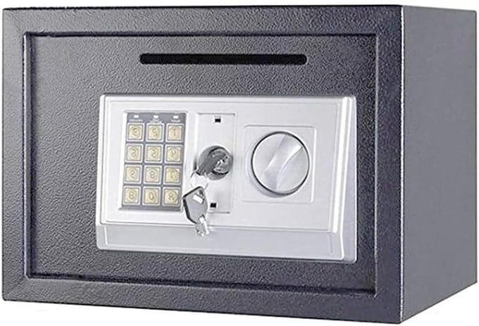 Kluis met LCD - Veiligheidsbox Documenten - Thuis Kantoor Opslag - Digitale Code & Sleutel - 16 Liter Inhoud - Grijs