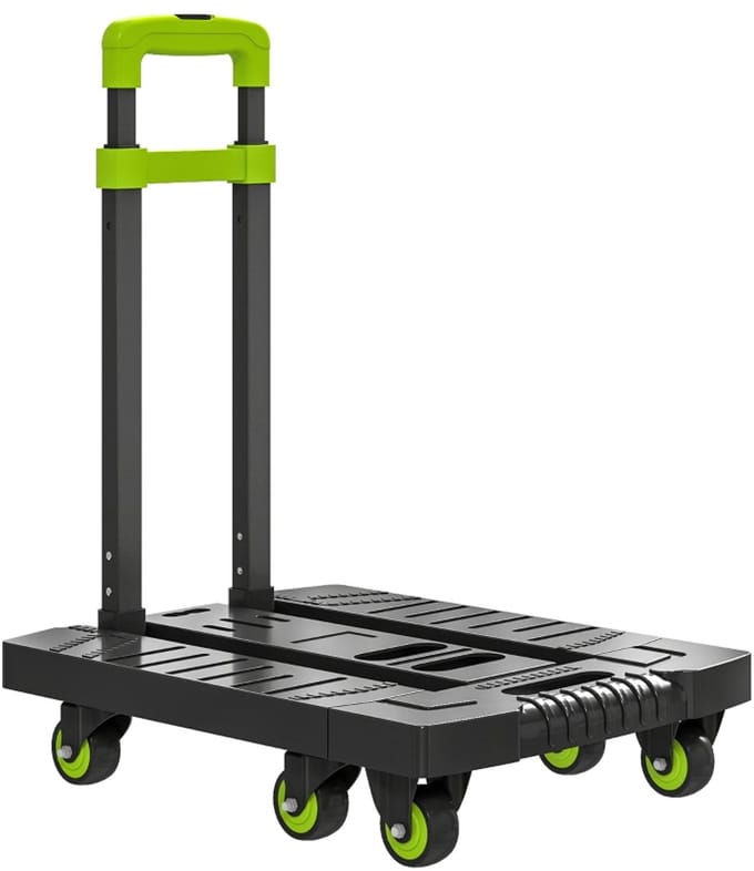 Steekwagen - 49 × 35 × 102 cm - Verstelbaar Handvat - Metaal - Groen