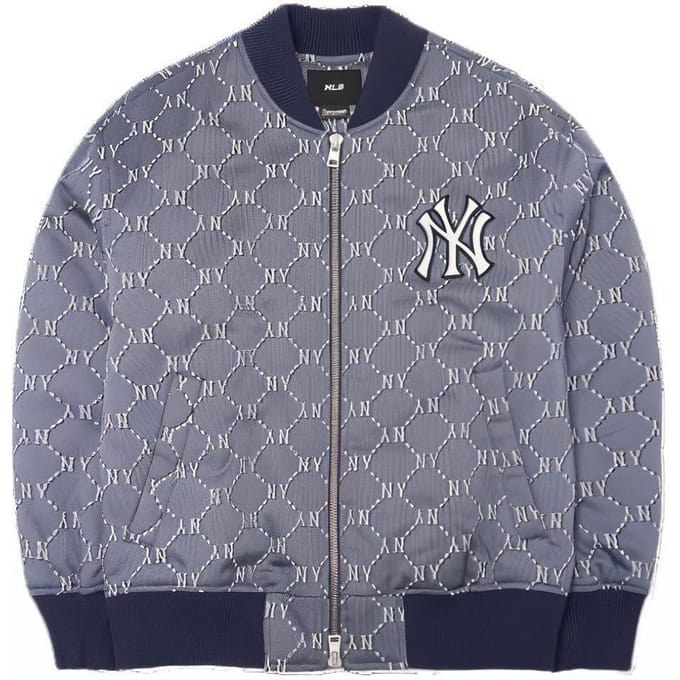 MLB Logo Print Rits Baseballjack Herenjassen Donkerblauw 3AJPM0121-50NYL S gray