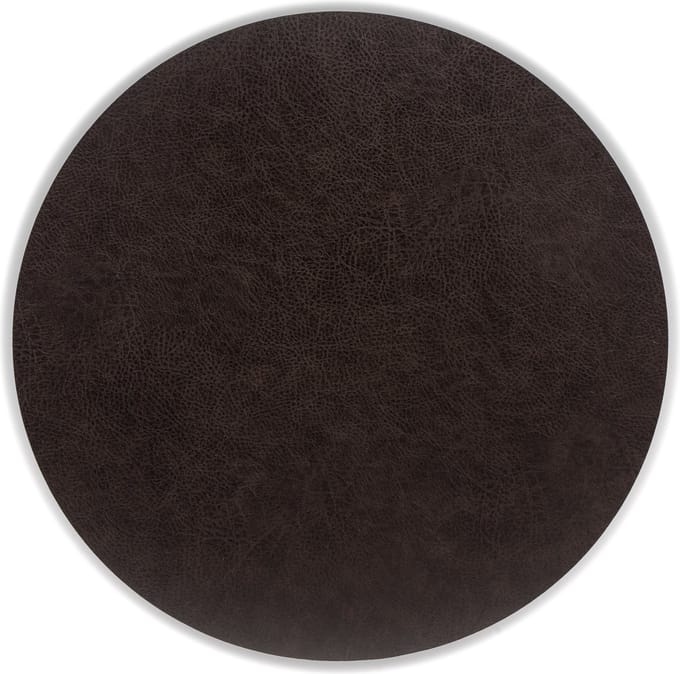 Set van 6 placemats rond - 38 cm - 6 persoons - donkerbruin - lederlook - Kade 171 placemats - hip en trendy